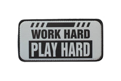 Work Hard Play Hard Yatay Sticker Logo Patch Modeli