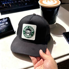 Baby Yoda Coffee Çıkartmalı Bench Kare Stickerlı Şapka