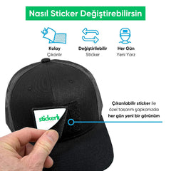 Boş Stickersız Lacivert Fileli Kare Şapka Stickerli