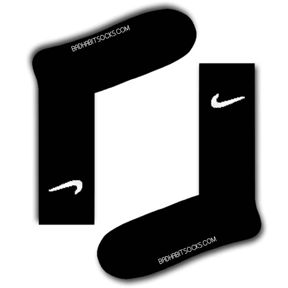 Siyah Nike Desenli Soket Çorap - Stickerlı Şapka