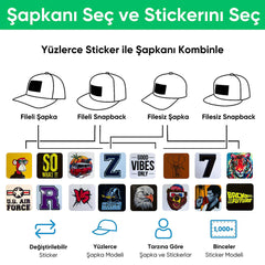 Sevimli Ayı Çıkartmalı Bench Kare Stickerlı Şapka