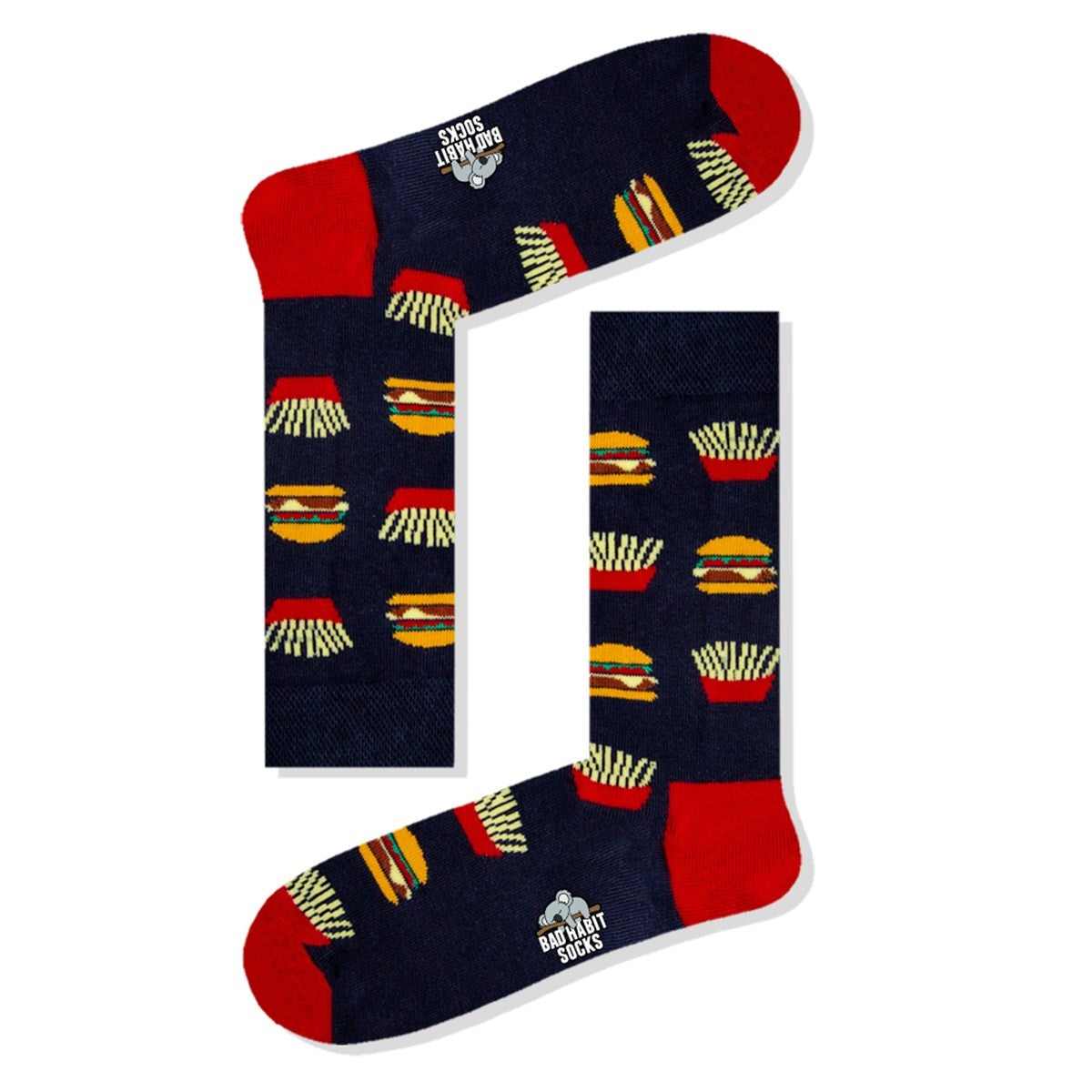 Hamburger Patates Desenli Soket Çorap - Stickerlı Şapka