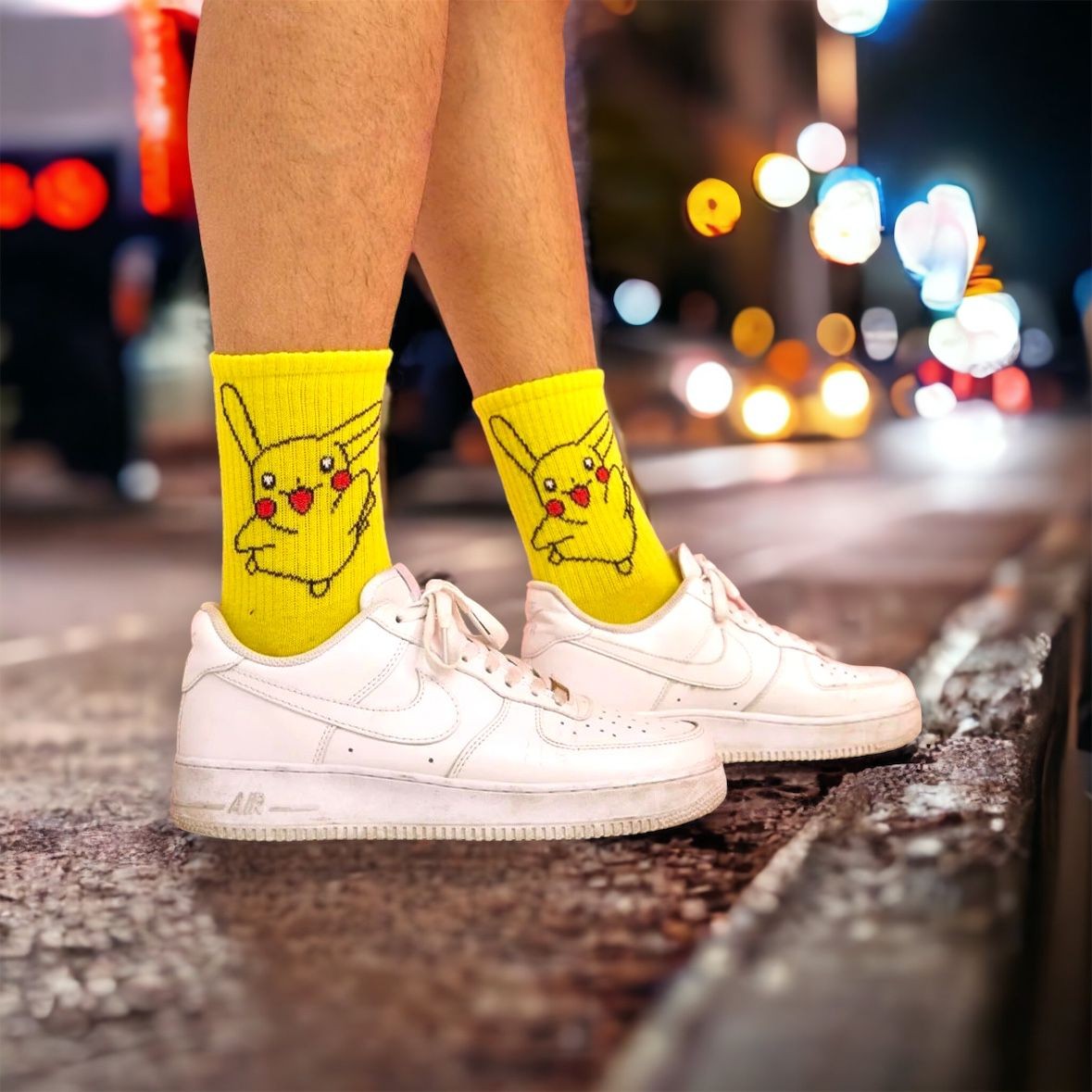 Pikachu Sarı Tenis Çorap - Stickerlı Şapka