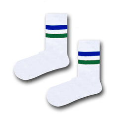 Mavi Yeşil Çizgili Tenis Çorap - Stickerlı Şapka