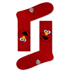 Elmo Desenli Kırmızı Soket Çorap - Stickerlı Şapka
