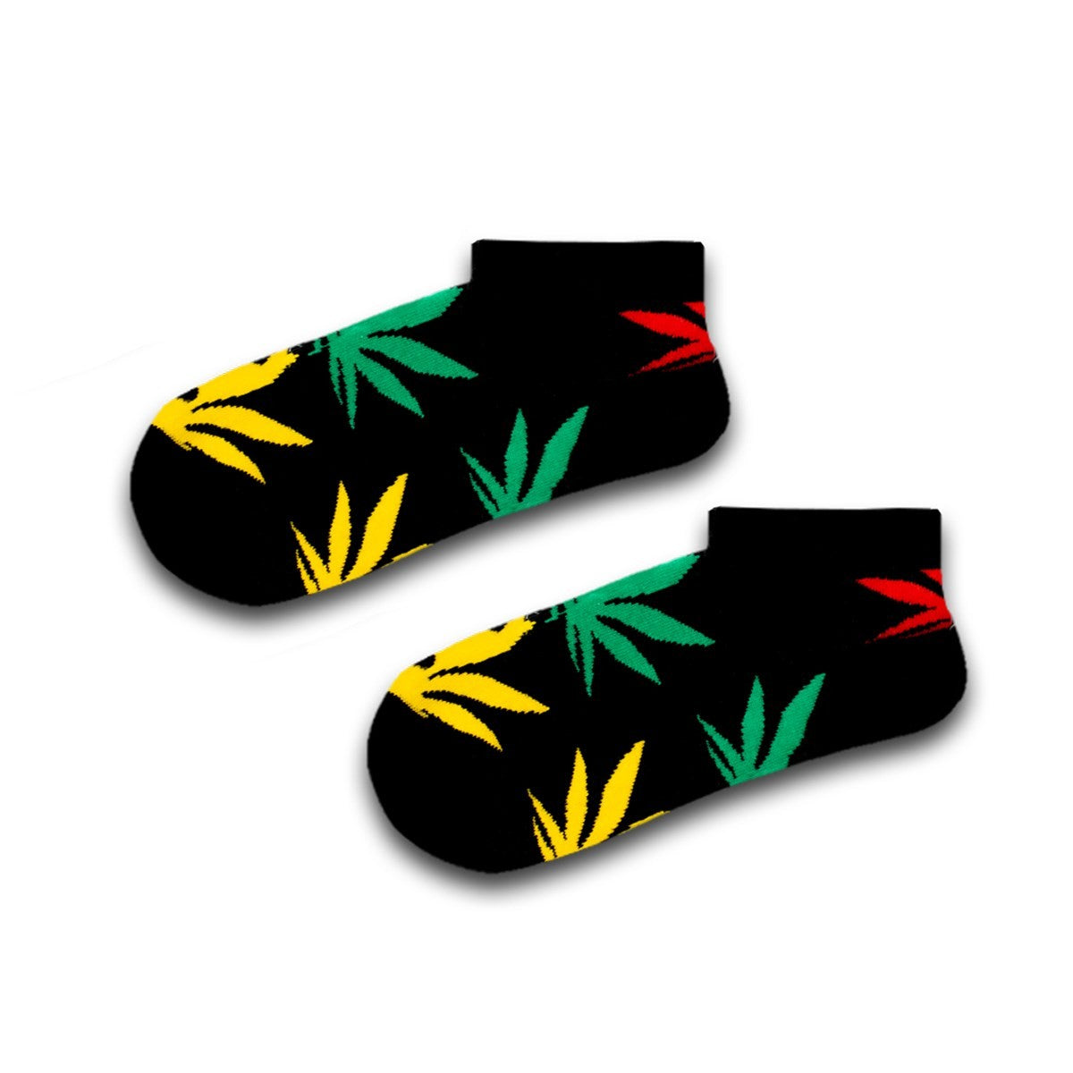 Renkli Yaprak Desenli Patik Çorap - Stickerlı Şapka