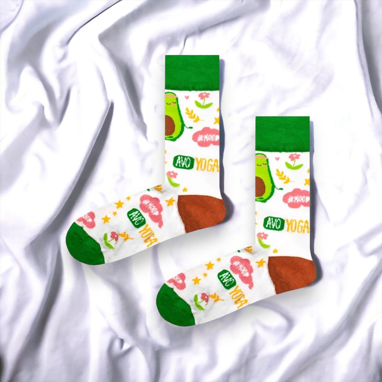 Avokado Yoga Desenli Soket Çorap - Stickerlı Şapka