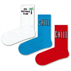 3lü Chill Desenli Tenis Çorap Seti - Stickerlı Şapka
