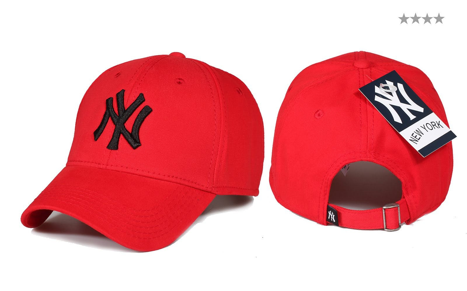 Yankee Desenli Kırmızı Spor Şapka - Stickerlı Şapka